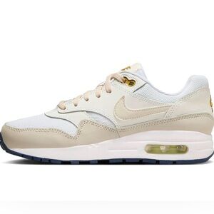 Nike Air Max 1 White Bronzine Barely Volt  Size Big Kids 1.5
